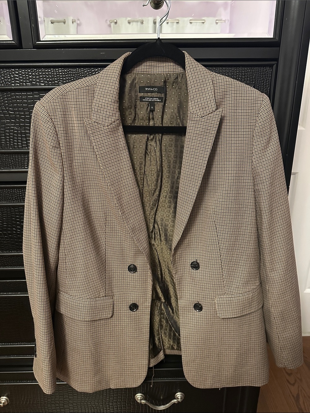 RW&CO. Women’s Brown Glen Plaid Double-Breasted Sport Coat